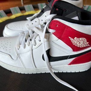 Jordan 1 Mid White Black Gym Red Size 9.5